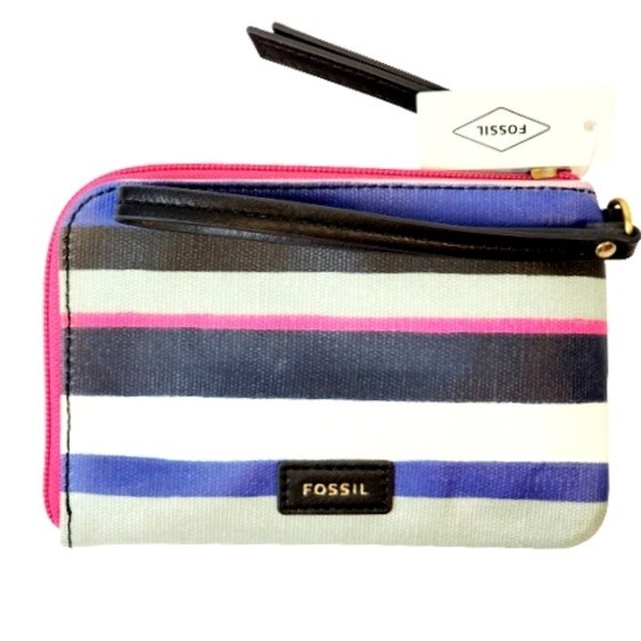 NWT Fossil Eliza Striped Wristlet - Picture 1 of 4